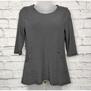 Top Chico's donna taglia 0P US piccolo nero bianco tasche a righe  - Foto 1 di 12
