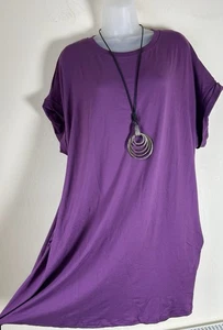 New Stretch Jersey Mini Tunic T Shirt Dress Plus size/One Sz 20-30Made in Italy - Picture 1 of 4