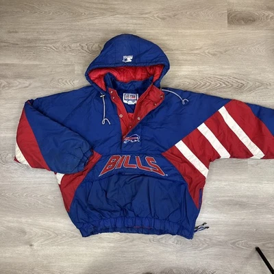 RARE Buffalo Bills Starter Jacket Mens XL Blue Hooded Puffer NFL Pro Line Vintag - Image 1 of 4