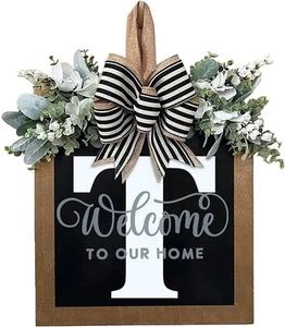 Last Name All Year Wreath Front Door Wreath,Front Porch Decoration 26 Letter ... - Picture 1 of 8