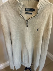 Vintage Polo Ralph Lauren Sweater 3XB Quarter Zip Cream Pullover - Picture 1 of 3