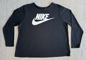 Nike Damengröße 1X schwarzes Langarm grafisches T-Shirt bequem Freizeit Swoosh - Bild 1 von 12