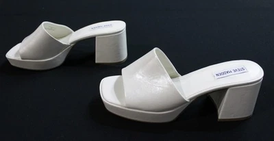 Sandalias Steve Madden para mujer Troyye plataforma tacón bloque AC2 hueso talla US:10M  Foto 1 de 4