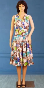 JESSICA HOWARD size 6 multicolor satin floral sleeveless fit/flare midi dress - Picture 1 of 11