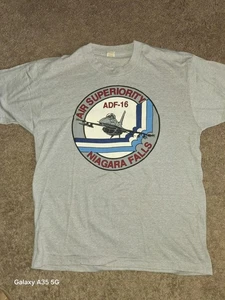 Vintage Air Force Shirt Mens XL Gray Niagara Falls NY Air Superiority ADF-16 - Picture 1 of 6