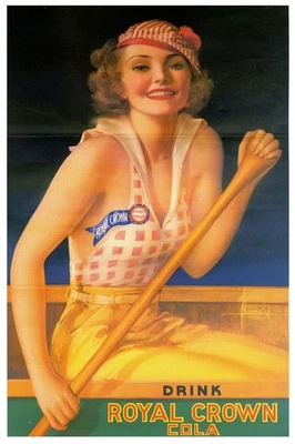 "Póster publicitario vintage de Royal Crown Cola años 30 🌟 24x36"" decoración moderna de mediados de siglo 💎" Foto 1 de 4