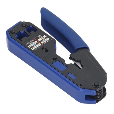 RJ45 Crimping Tool Kit Network Cable Ethernet Jack Pass Through Crimper For NEW - Image 1 of 4