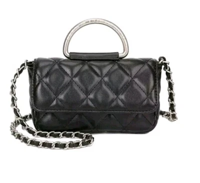 French Connection MELL Quilted Top Handle Crossbody Bag Purse in Black NWT.   OR - Image 1 of 4