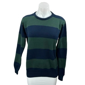 Brandy Melville Women's Blue Green Knit Striped Long Sleeve Sweater Top Size S - Picture 1 of 4