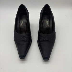 Bally Women’s Black Leather Pumps REZAT-02 Size 6.5 C | Made in Switzerland Heel - Picture 1 of 7