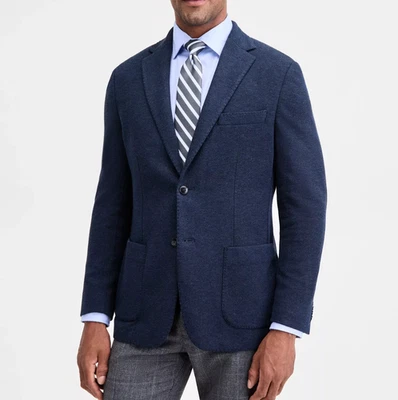 Michael Kors Men's Classic-Fit Stretch Midnight Herringbone Knit Sport Coat 44L - Image 1 of 4