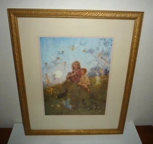 VINTAGE REFRAMED PRINT BY MARGARET W TARRANT TITLED DO YOU BELIEVE IN FARIES - Picture 1 of 3