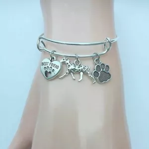 Hund Mein Bester Freund Dalmatiner Ausziehbar Silber Legierung Charms Armreif Armbänder. - Bild 1 von 4