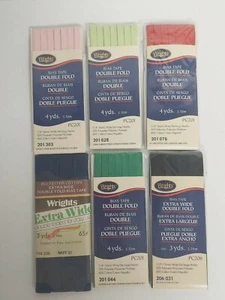 Lot of 6 Wrights Bias Tape Extra Wide Double Fold Multiple Colors NIP - Picture 1 of 2