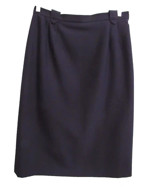 De Colección Jaeger Azul Marino 100% Lana Pliegues Cinturón Lazos Espalda Abertura Forrada Midi Falda Lápiz 16 Foto 1 de 4