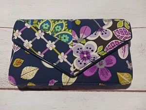 ~Women's Vera Bradley FLORAL NIGHTINGALE Envelope Wallet~Purple/Blue/Green~8x5"~ - Picture 1 of 5