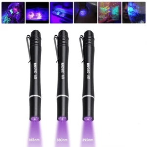 365/380/395 Portable Mini UV Pen Light LED Penlight with Clip Money Detect - Picture 1 of 7