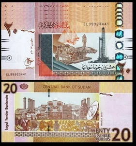 Sudan 20 Pounds 2017, UNC, 5 Pcs LOT, Consecutive, P-74 - Picture 1 of 4