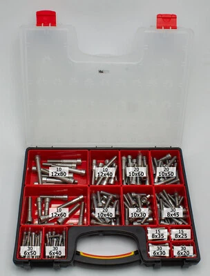 Viti Assortiti din 912, Vite Testa Cilindrica, Acciaio Inox A4, Set IN Scatola - Immagine 1 di 2