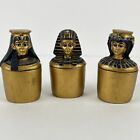 VTG 1980s Egyptian Pharoah Rulers Canopic Jars small gold tone set of 3