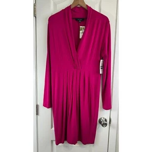 Karen Kane Fuschia Shirred Wrap Dress Long Sleeve Women's Size XL New With Tags - Picture 1 of 12