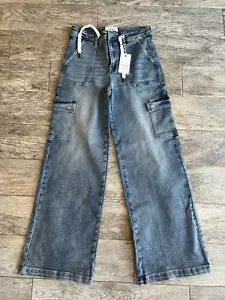 Risen Los Angeles High Rise Cargo Wide Leg Jeans 13 31 NWT BM_RDP5300 Bohme - Picture 1 of 12