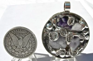 DANSK DENMARK SMYKKEKUNST DANISH MODERNIST AMETHYST PENDANT 83 grams STUNNING !! - Picture 1 of 12