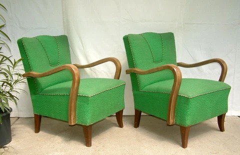 Pair of Art Deco Armchairs, Club Cocktail Chairs. Antique Vintage Halabala 1920 Cover