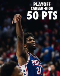 Foto de la NBA Joel Embiid Playoff Carrera Alto 50 Puntos Philadelphia 76ers 8x10 - Imagen 1 de 1