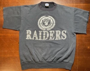 Vintage Oakland Raiders Crewneck Sweatshirt Size Large Logo 7 80s 90s Faded NFL - Picture 1 of 8