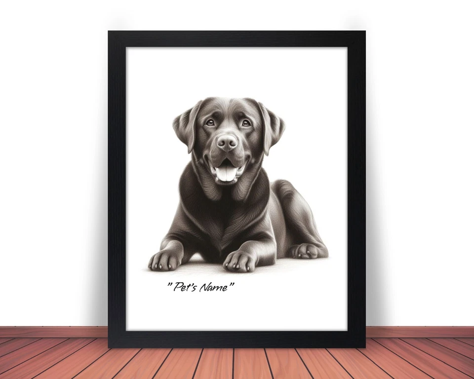 Framed Personalized CHOCOLATE Lab LABRADOR Photo DOG NAME Picture 8x10 11x14 P9 - Image 1 of 4
