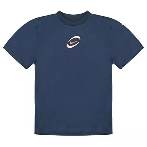 Nike Logo Crew Neck Short Sleeve Cotton Top Navy Boys Casual T-Shirt 463350 451 - Picture 1 of 4