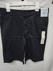 Boys Size 16 Flat Front Chino Shorts Black, Adjustable Waist - Cat And Jack - Picture 1 of 2