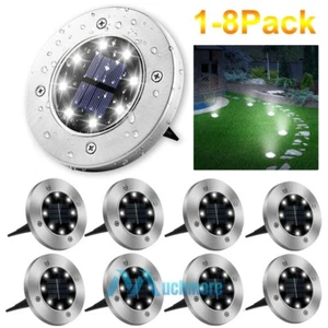 1~8Pack Solar In-Ground Lights Outdoor Buried Lamps Disk LED Lawn Pathway Garden - Picture 1 of 19