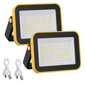 2× Rechargeable Work Light LED Super Bright Flood Light Outdoor Camping Lamps US - Picture 1 of 18