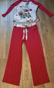 TED BAKER RED ROSE JERESEY BOTTOMS & LONG SLEEVES TOP PYJAMAS SET SIZE 16 , BNWT - Picture 1 of 13
