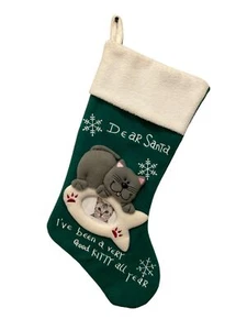 Bilderrahmen grün Filz Weihnachten Socke Katze - Bild 1 von 5