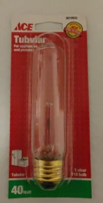 Tubular Light Bulb 40 Watt Appliance Aquarium Picture Frame Cabinet Bulb SAVE$$ - Image 1 of 4