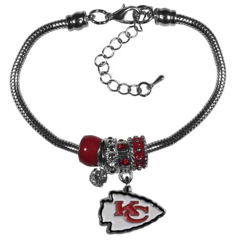Kansas City Chiefs NFL Euro Bead Charm Bracelet Adjustable Cover