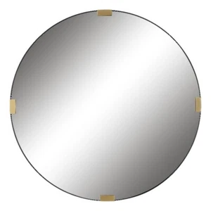 Uttermost Clip Round Contemporary Metal and MDF Mirror in Black/Gold - Picture 1 of 6