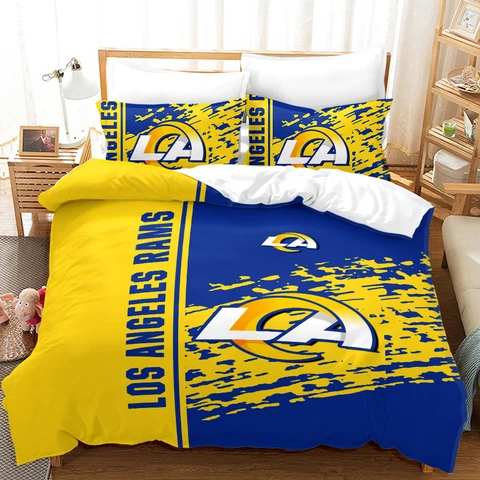 Los Angeles Rams Football Bedding Sets 3 Pieces Soft Quilt Cover Pillowcases Cover