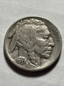 (F) 1937 P 5C Buffalo Nickel - Picture 1 of 4