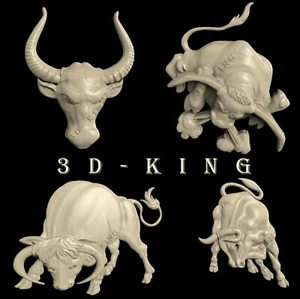 4 PIEZAS Modelos 3D STL BULLS para Router CNC Impresora 3D Grabador Talla Corte Aspire - Imagen 1 de 5