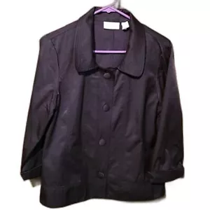 Blazer Chico’s elegante giacca elegante con bottoni tinta unita nero pieghe verticali - taglia 1 - Foto 1 di 9
