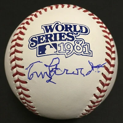 Tom Tommy Lasorda Dodgers HOF MGR signed 1981 World series baseball auto JSA  - Image 1 of 4