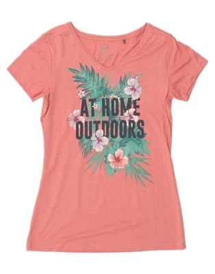 Camiseta Top JACK WOLFSKIN Mujer Gráfica Reino Unido 8/10 Pequeña Rosa Floral BM29 Foto 1 de 3