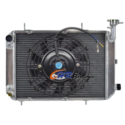 Radiador de alumínio + ventiladores para 1985-1989 Isuzu I-Mark/Chevy Spectrum/Geo Spectrum AT - Imagem 1 de 4