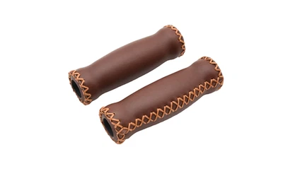 Brown Track Cruiser Beach Bike Bicycle Handlebar Grips Leather Type Cover Stitch - Image 1 of 2