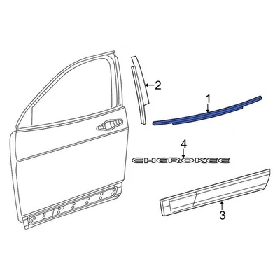 CINTURÓN PUERTA JEEP CHEROKEE 2014-2021 TIRA METEOROLÓGICA EXTERIOR IZQUIERDA MOPAR 68442227AA Foto 1 de 2