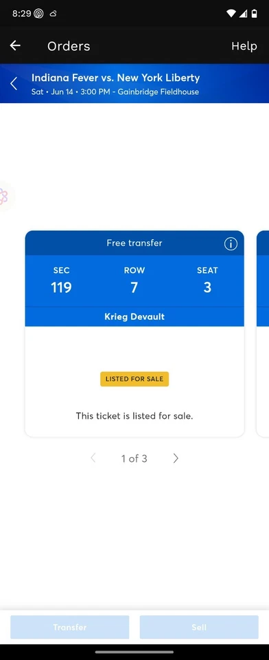 Boletos de baloncesto Indiana Fever (3) @ Indianápolis. ¡Gran oferta y descuento! Foto 1 de 1